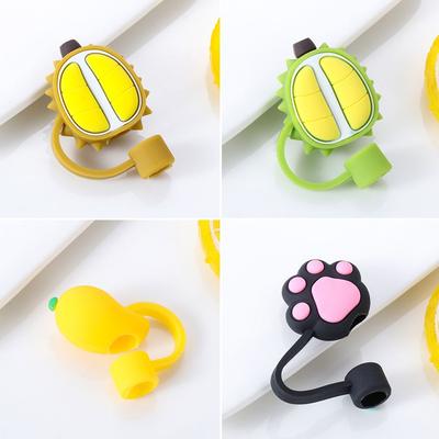 Splash Proof Airtight Drinking Dust Cap Cup Accessories Silicone Straw Plug Cartoon Plugs Cover