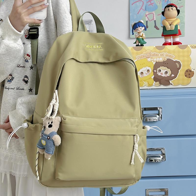 Schoolbag New Japanese Simple College Student Versatile School Bag Junior High School Student Large Capacity Solid Color Leisure Travel Backpack