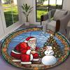 1pc General-purpose Rug, Santa Claus Printed Round Rug, Comfortable Office Chair Carpet, Home Entrance Floor Mat