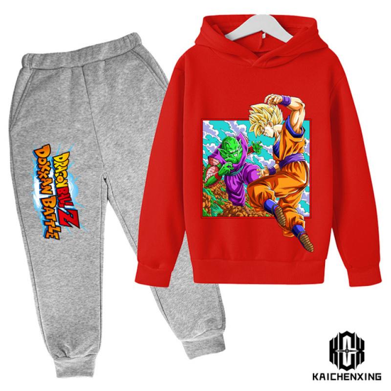 Dragon Ball Kinder Kapuzenpullover MantelHerbst Mädchen Langarm Warm Jungenanzug 4 bis 14 Jahre alt Jacke Jungenkleidung Pullover Top Hosen