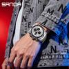 Sanda Dual Movement 5ATM Waterproof Multifunctional Steel Band Men's Watch with Alarm Clock