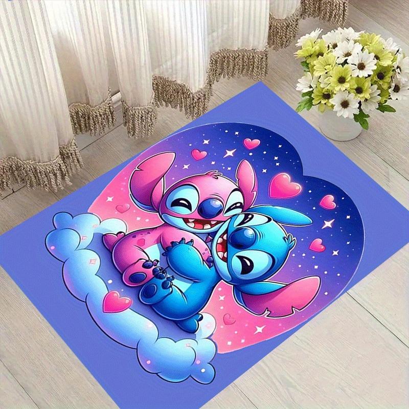 

1pc Cute Stitch Pattern Area Rug Soft Flannel Floor Mat for Living Room,Office,Bedroom and Carpet,Sofa Coffee Table Floor Mat 60cm by 90cm