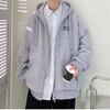 Hooded sweater men's autumn and winter American high street velvet heavy cardigan jacket spring and autumn ins trendy brand loose top
