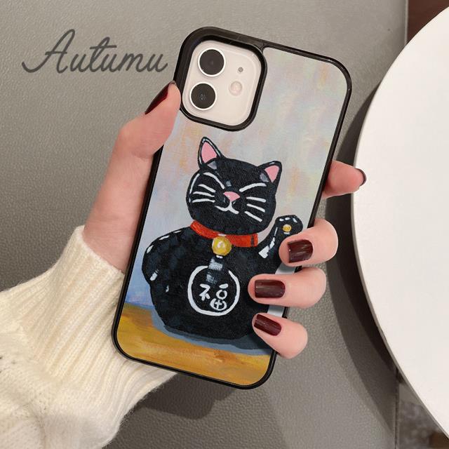 Urocze etui na telefon z kotem przynoszącym szczęście dla iPhone 11 12 13 14 Pro Max mini X XR XS SE 2020 5 6S 7 8 Plus Samsung Galaxy S21 S22 Cover shell