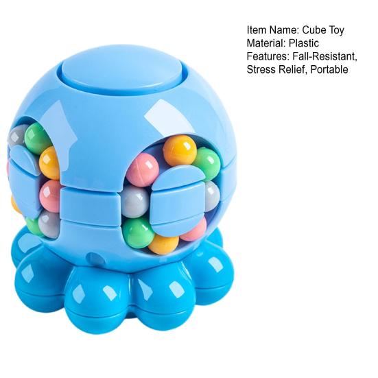 Cube Toy Smooth Rotation Stress Relief Fidget Toy Fall-Resistant Octopus Shape Sensory Fidget Gadget Kids Puzzle Cube Toy