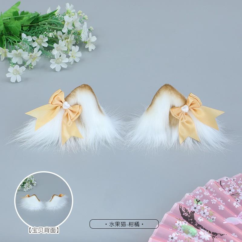 Handmade Plush Cat Ear Hair Clip Women Sweet Kawaii Lolita Accessory In Multiple Colors