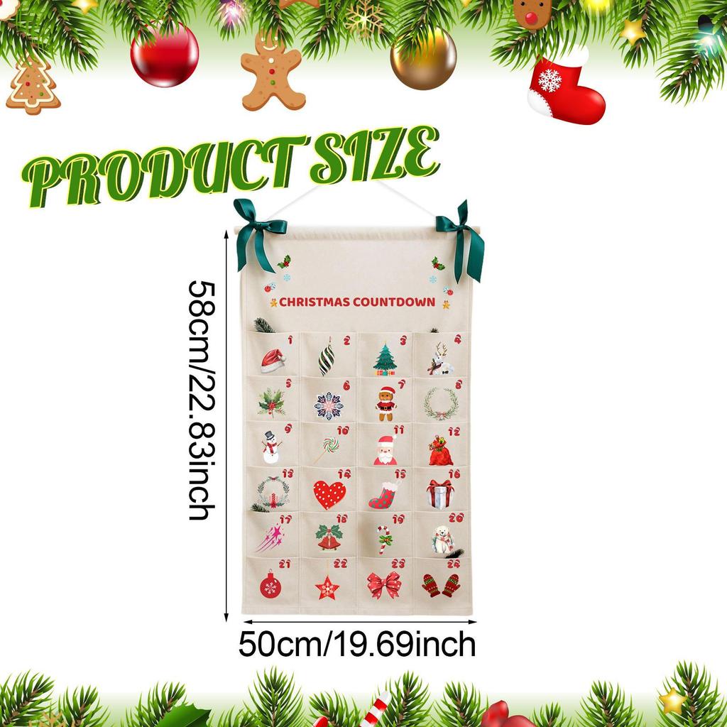 Weihnachts-Adventskalender Hängende Aufbewahrungstasche Dekorativ Hängbar für Klassenzimmer