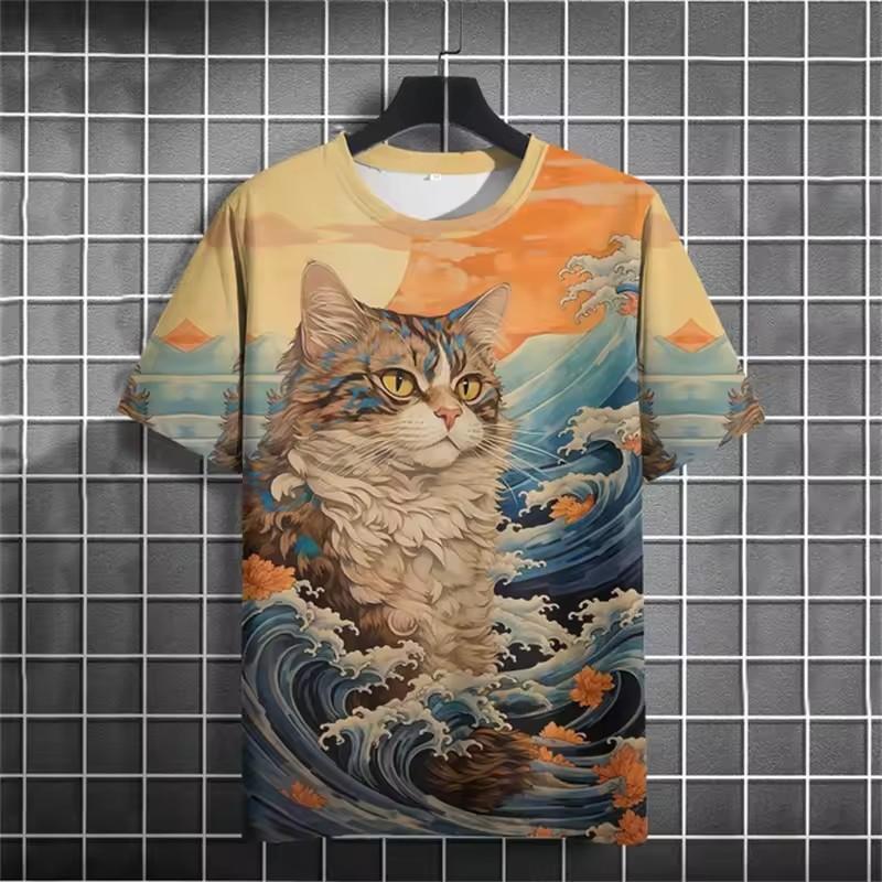 Summer Short Sleeve Harajuku Print Aniam T Shirt for Men O-Neck Top Oversized Pullover Fashion Streetwear Fashion Men‘s Clothing
