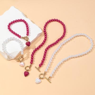 Imitationsperlenkette Herzhalskette Perlenarmband Cooles Mädchen Halskette Geeignet für elegante Outfits
