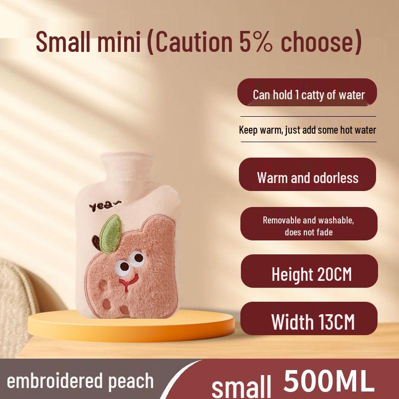 Explosion-Proof Hot Water Bottle with Cute Plush Cover - Ideal for Abdomen and Bed Warmth