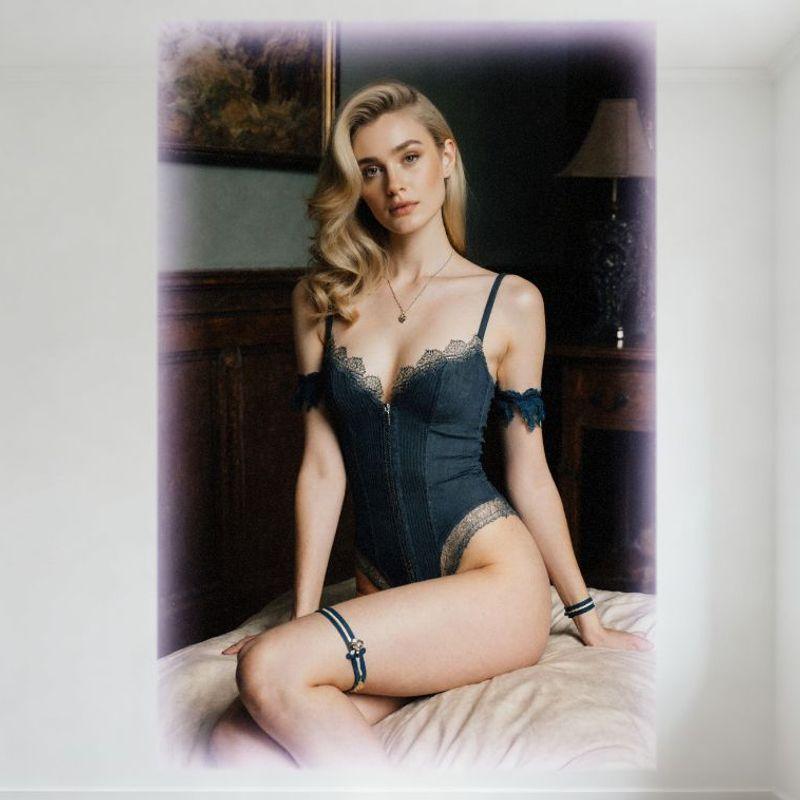 Сексуальная Блондинка в Бирюзовом Боди Винтажная Спальня Металлическая Табличка Постер для Домашнего Бара Кафе Настенный Декор 20x30cm（7.8x11.8inch）