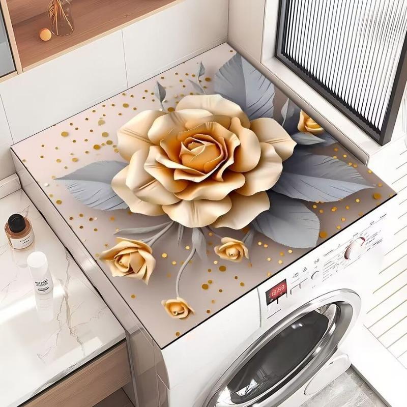 Elegante funda floral a prueba de polvo y de secado rápido para refrigerador y lavadora
