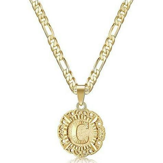 Versatile Alphabet Pendant Figaro Chain Necklace - High-End Light Luxury Clavicle Chain, 26 Letters Available
