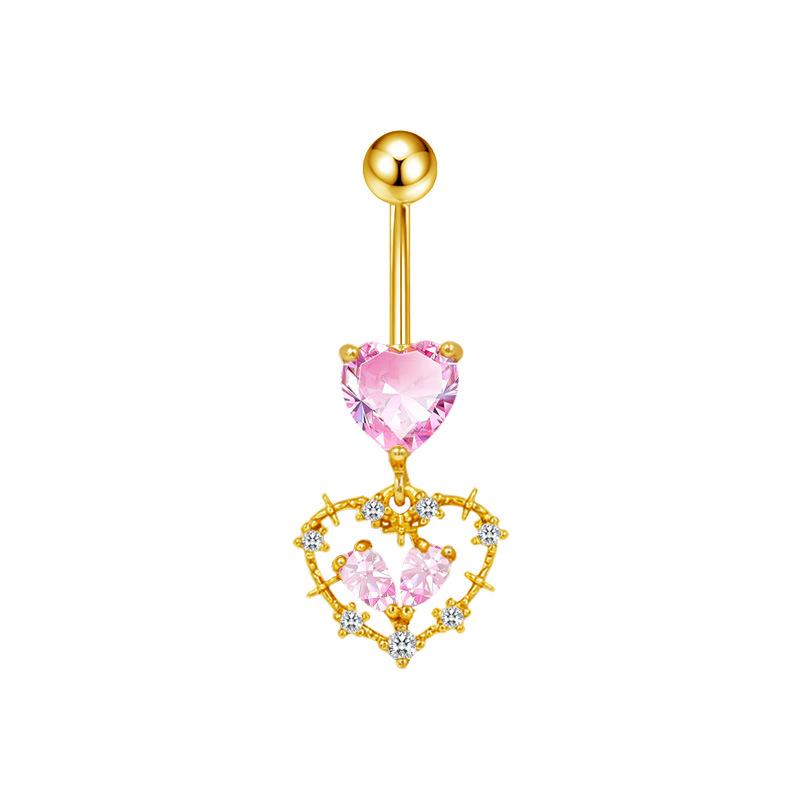 Gaibei Heart-shaped Bow Navel Ring - European & American Trendy Style Belly Button Jewelry