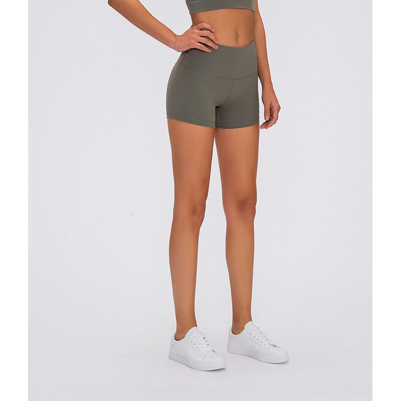 

Fashion Lu Single High Waist Tight Yoga Shorts Women s Quick-Drying Sports Base Hip Lifting Training Running Fitness Hot Pants Summer Moss Green 8
