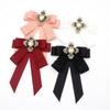 Polyester Fabric Bowknot Brooch Rhinestone Crystal Jewelry Necktie New Ribbon Bow Brooch  Women
