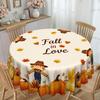 1 Thanksgiving Tablecloth - Printed With Pumpkin, Sunflower, Log Cabin And Autumn Leaves - Durable Polyester