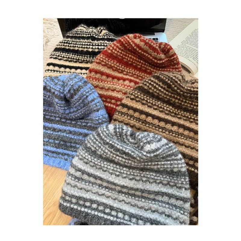 Women Sweet Cute Knit Pullover Beanie Autumn Winter Warm Windproof Face Slimming Hat