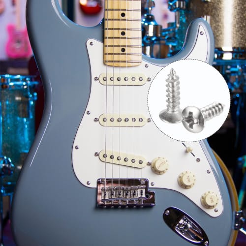 uxcell 25-Piece Set of 3mm Electric Guitar Bass Pickguard Screws for SQ, ST, and TL Guitars, Silver