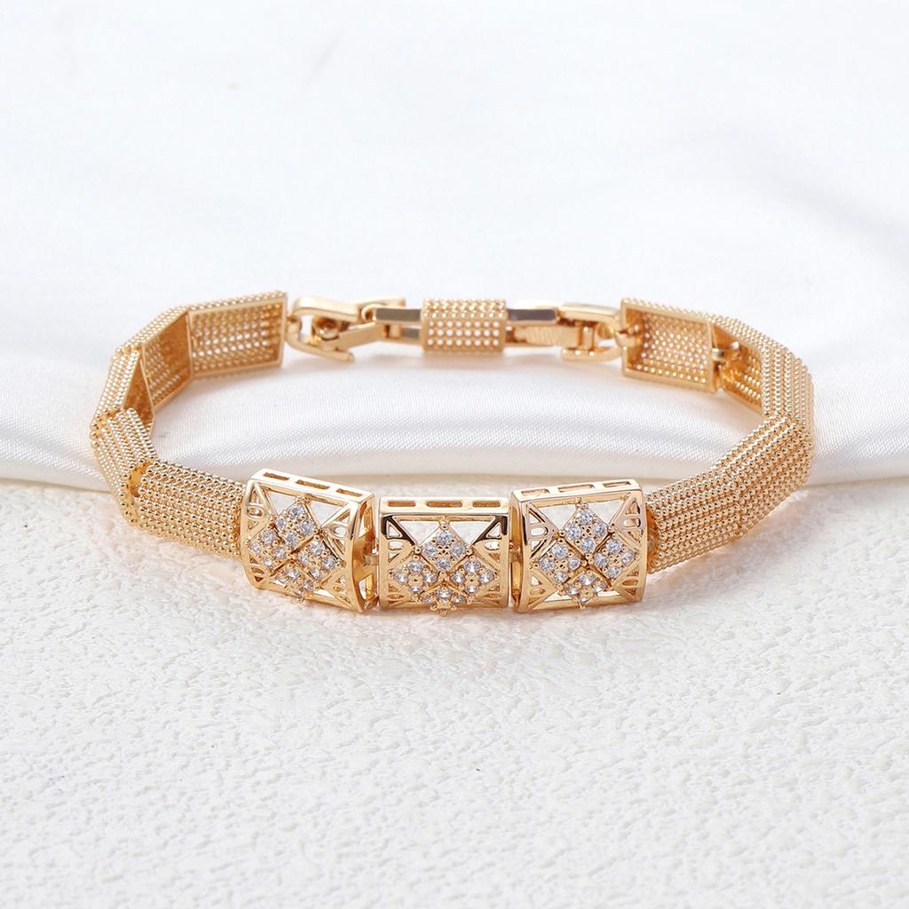 Light Luxury Square Zircon Buckle Bracelet for Women Style High-end Fashion Temperament Hand Jewelry for Men
