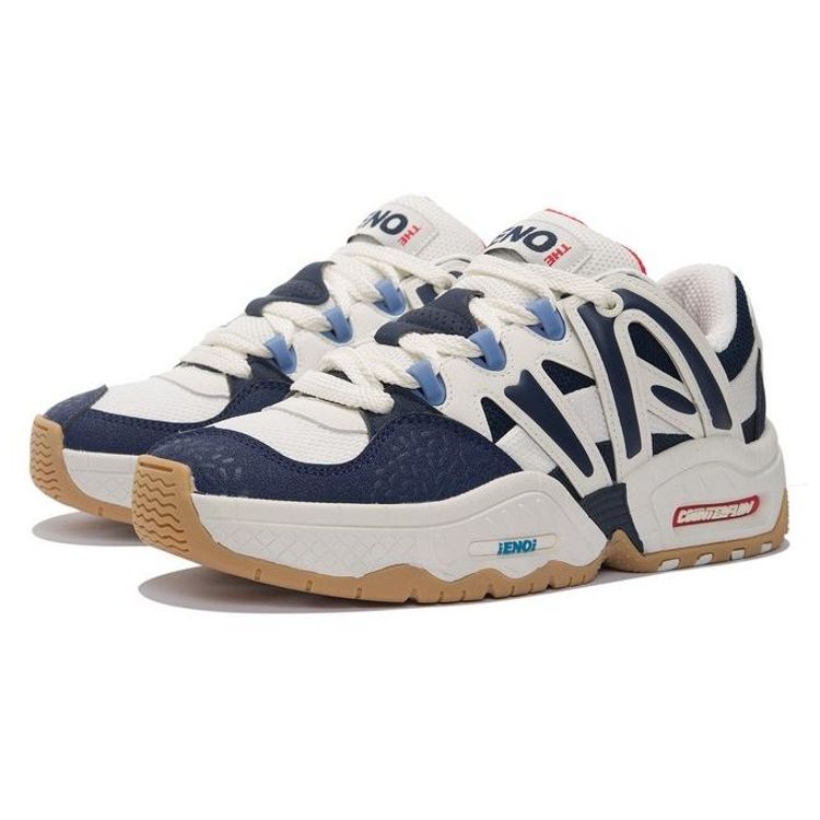 Li Ning CF Yu 2.0 Thick Sole Height Increasing Cushioning Rebound Versatile Bread Shoes Low Top Sports Casual Shoes Men Sneaker White Blue AGCS069-2