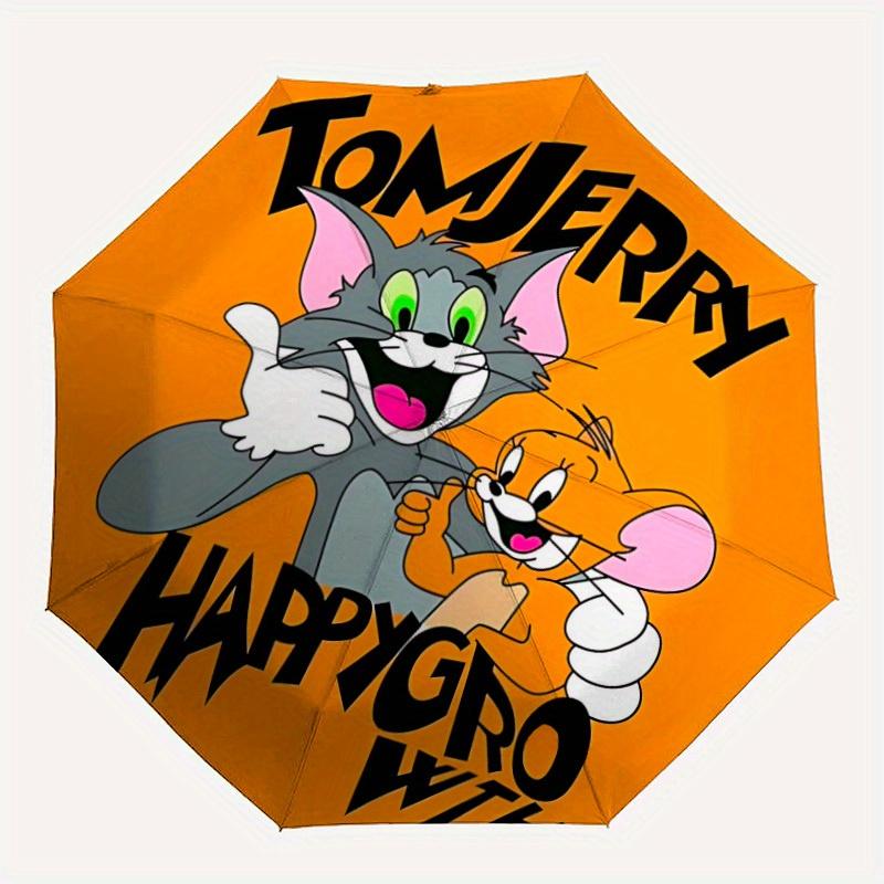 

1pc Tom Jerry Home Essential Cute Cartoon Umbrella, Portable Folding Umbrella with Durable Iron Frame 8 Ribs, 079