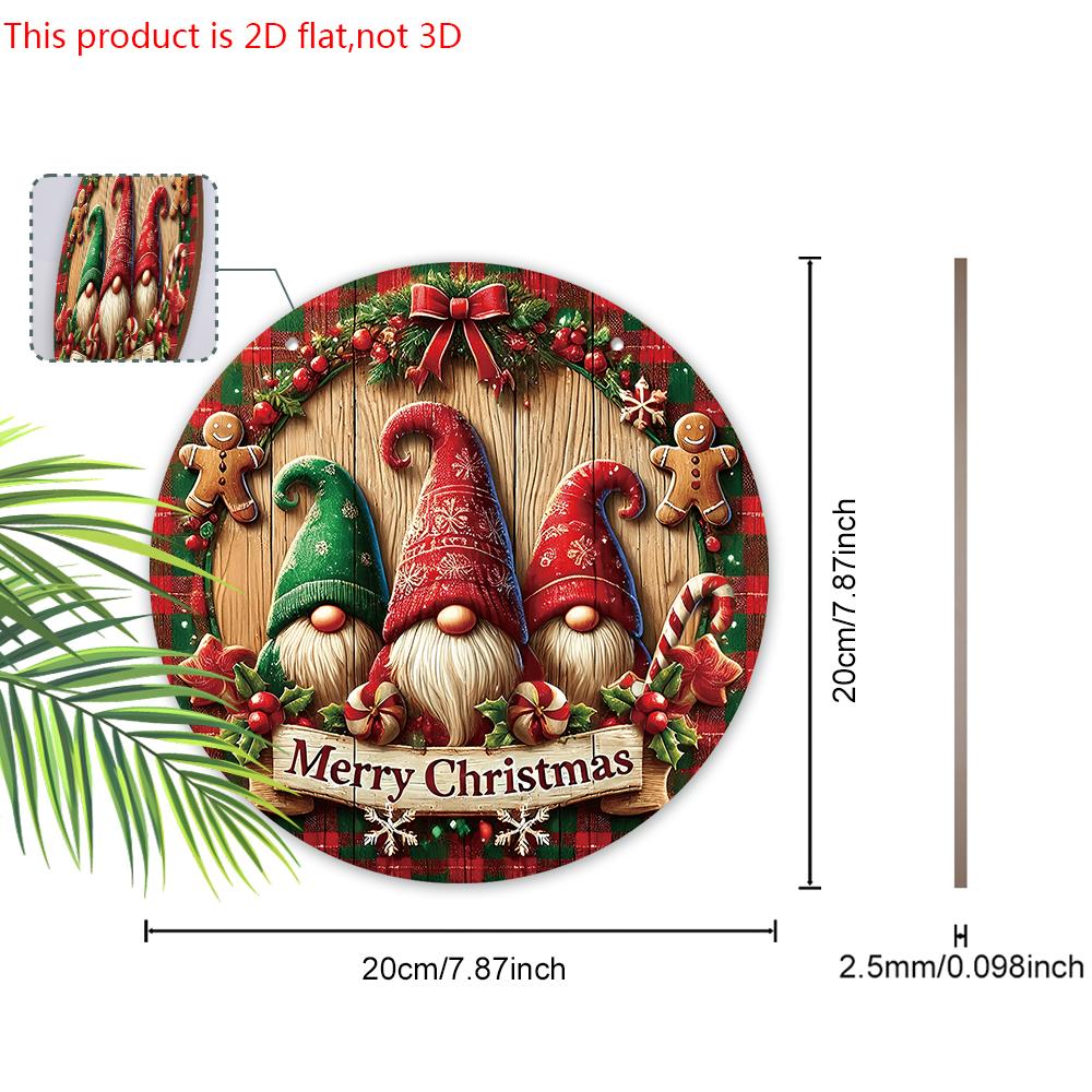 Christmas Wooden Sign with Gnomes Pattern - Navidad Wooden Sign for Christmas Tree, Front Door Decor - Ideal Christmas Decoration