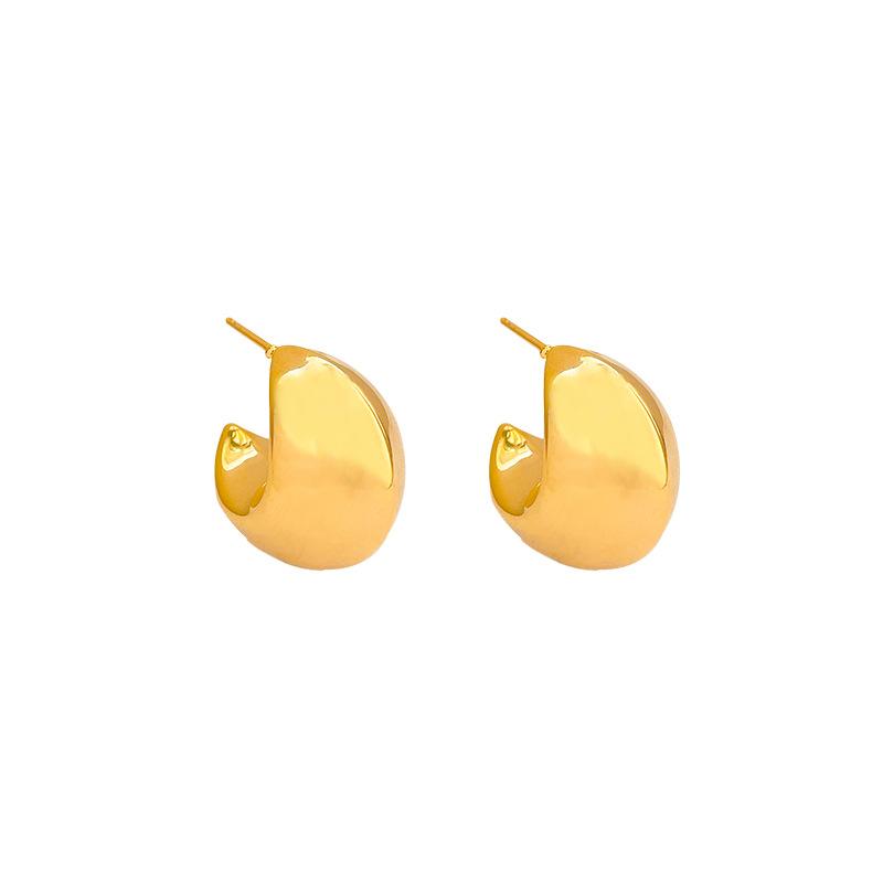 S925 sterling silver needle metal water drop earrings women's light luxury atmosphere real gold electroplating stud earrings European