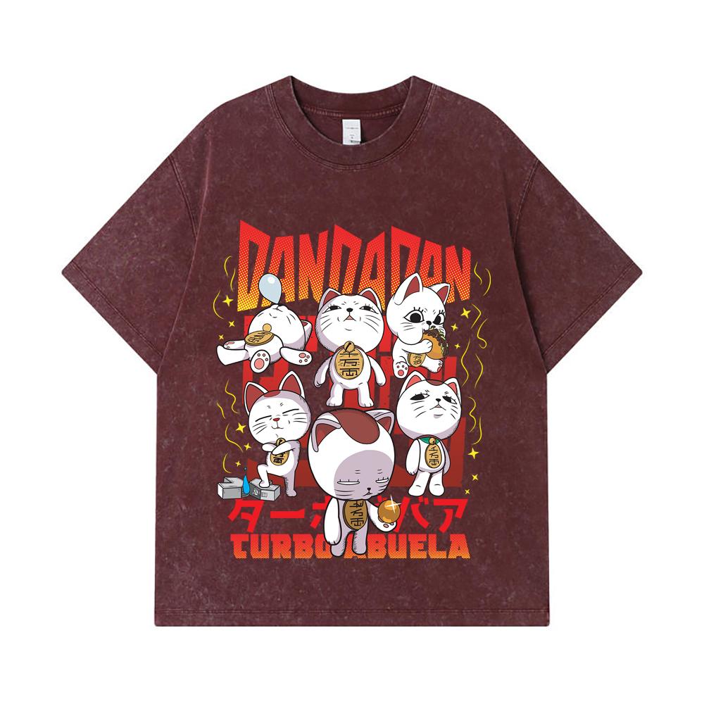 275 GSM Washed T-shirts 100% Cotton Dandadan V30 Turbo Granny Print Unisex Heavy Cotton T Shirt