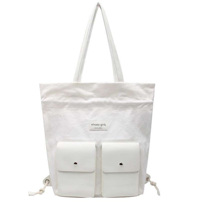 

Single And Double Shoulder Dual-Purpose Canvas Bag Women S Large-Capacity Bag Lazy Wind Shoulder Bag Sale белый