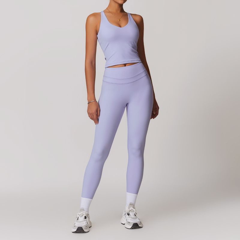 Guangzhou Zechuang Clothing Co., Ltd. Brushed Tight Back Yoga Suit Stretch High Waist Workout Clothes for Women Running