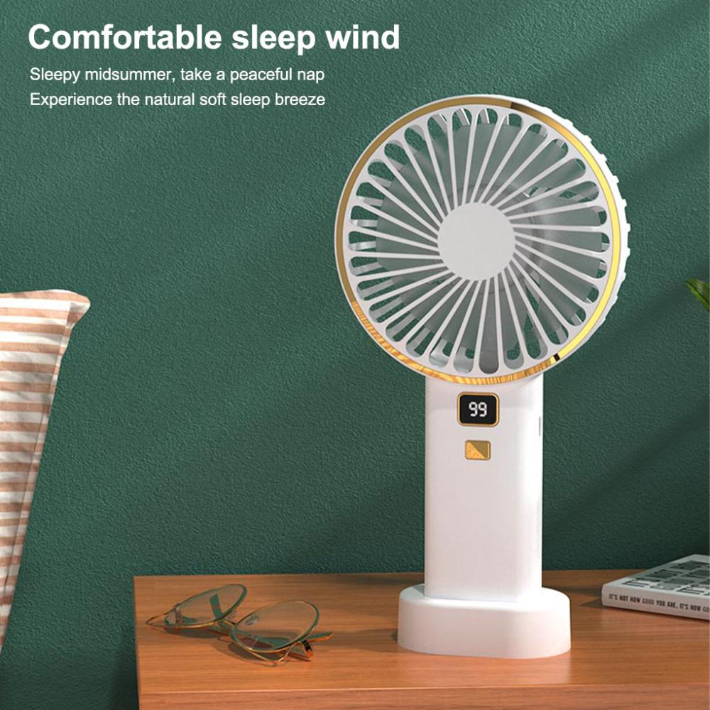 USB Mini Fan Şarj Edilebilir Taşınabilir El Fanı Dijital Ekran Tembel Geçici Seyahat Alışveriş Soğutma Ev Araba Hava Soğutucu