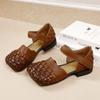 Fashion GKTINOO Genuine Leather Square Toe Women's Shoes Spring/summer 2025 New Versatile Low Heel Woven Sandals