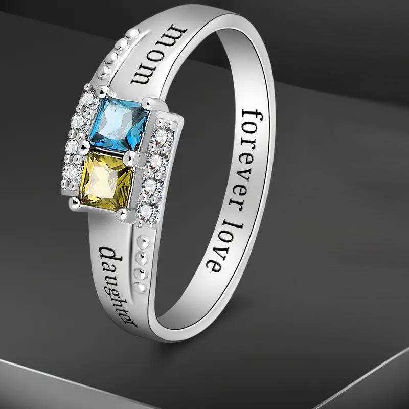 2025 Silver Color Mother-daughter Rings Women Personality Forever Love Daughter's Birthday Mother's Day Gift Jewelry