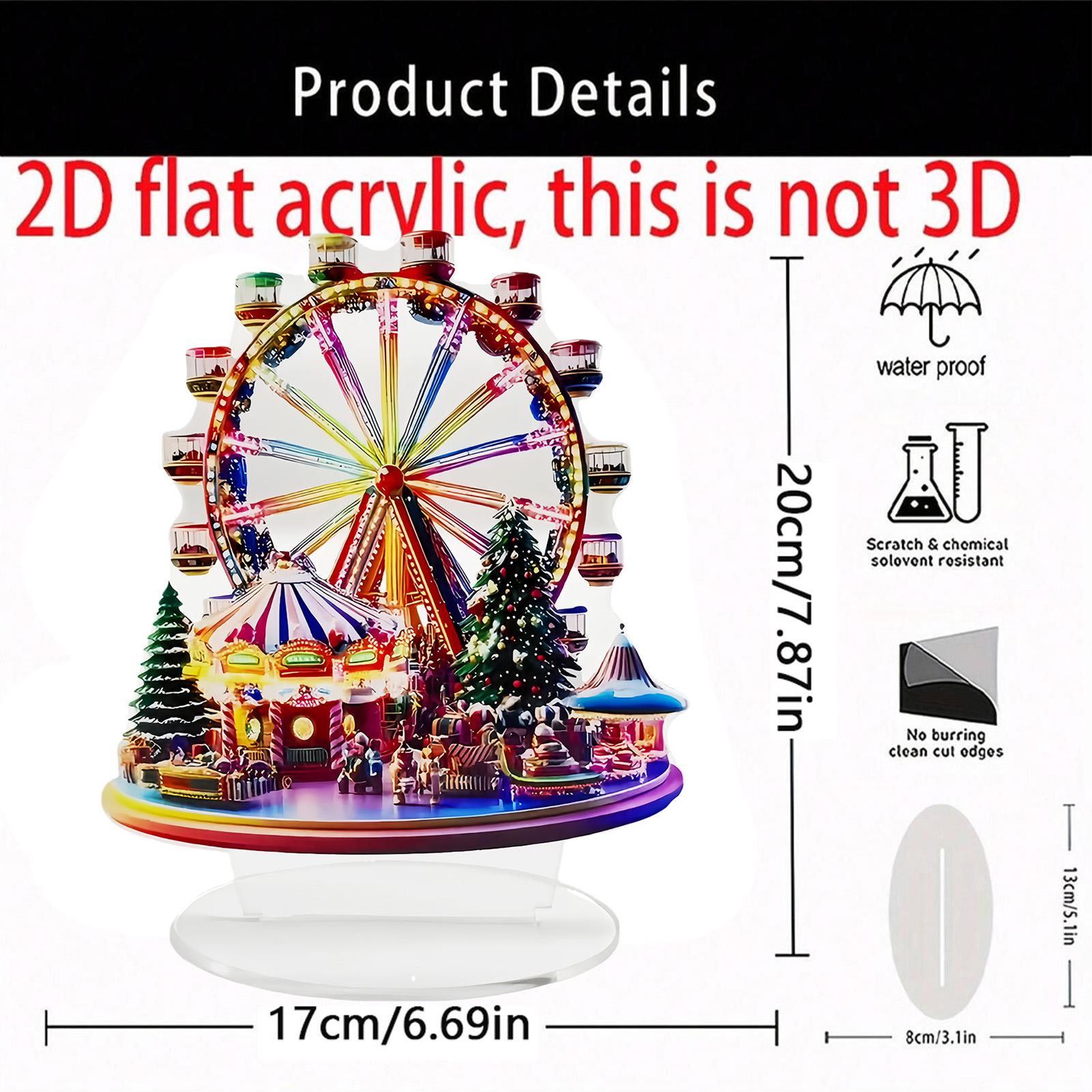 

2D Ferris Wheel Shelf Ornaments Desktop Ferris Wheel Decor Christmas Ferris Wheel Sign Acrylic Ferris Wheel Shelf Ornaments