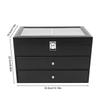 24 Slot Watch Box Glass Top, 3-Tier Display Case Holder Organizer for Watches & Eyeglasses with Lock for Collectors