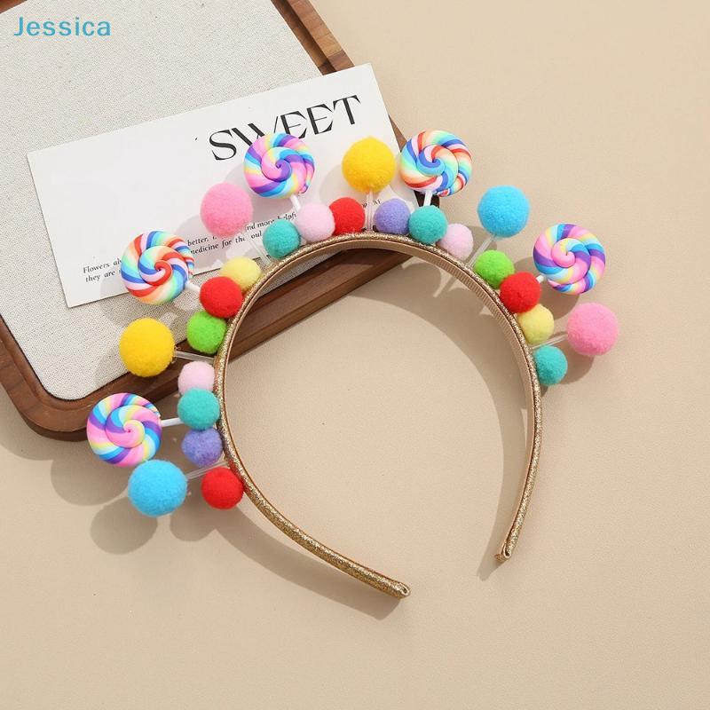 Bunte Pompon & Lutscher Stirnbänder - 1 Stück Lustiges Party Haaraccessoire für Mädchen