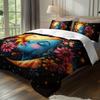 3pcs Celestial Sun Moon Floral Bedding Duvet Cover Set Bohemian Sun Moon Bedding Set Bohemian Themed Bed Quilt Set Starry Night
