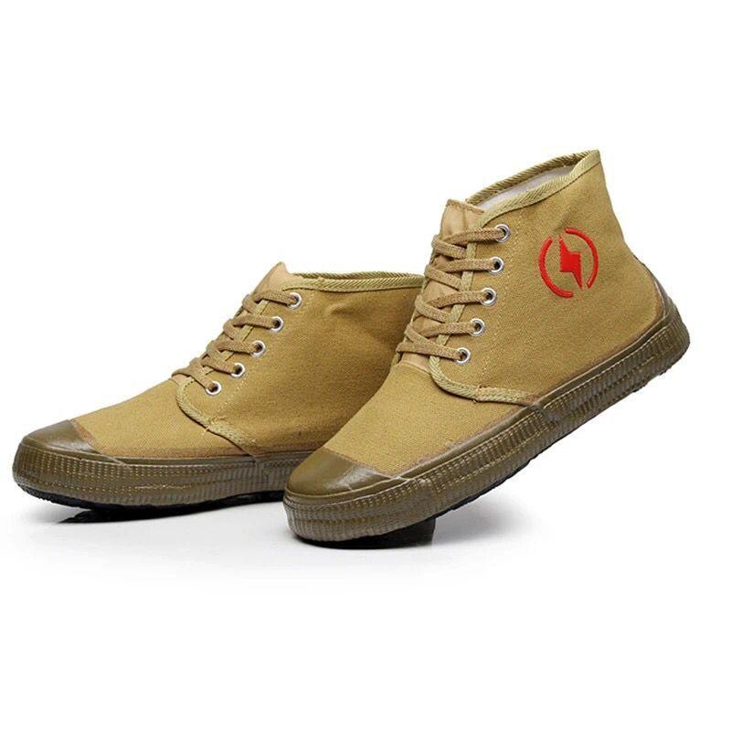 მაღალი ზედა ყვითელი იზოლირებული ფეხსაცმელი სამხედრო რეზინის ფეხსაცმელი სამხედრო საწვრთნელი ფეხსაცმელი