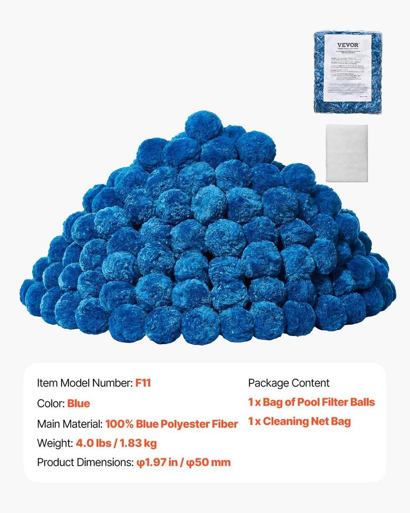 Pool Filter Balls for Sand Filter Pump Swimming Pool 4 Lbs Reusable Blue