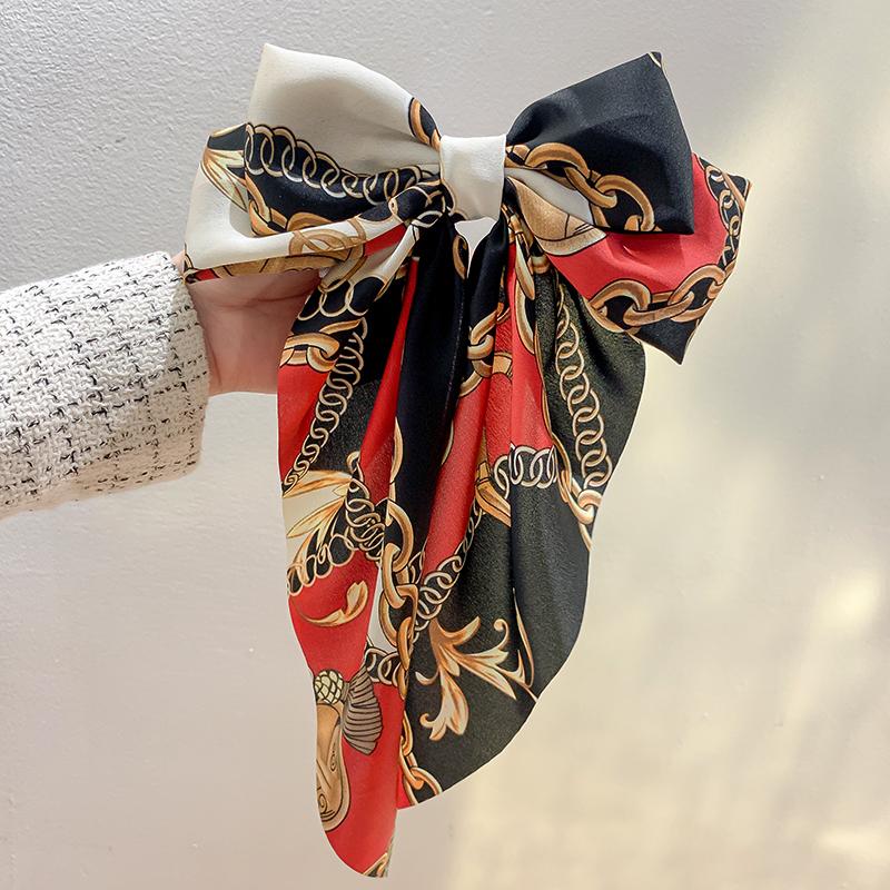 

Заколка-бант из плетеного шелка для волос, женская модная, пышная, с принтом, для девочек, плетеной головной убор, заколка, аксессуары для волос