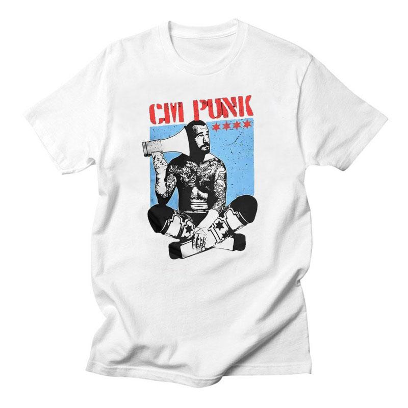 Cm Punk 100% Cotton T Shirt American Professional Wrestler Cute Fashion T-Shirts Summer Short Sleeve Gift Tshirt Vintage Loose