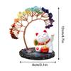 Solar Energy Shake Hands Lucky Cat Base Fate Tree Office Home Natural Crystal Crushed Stone Life Tree Handwoven Weaving Decor