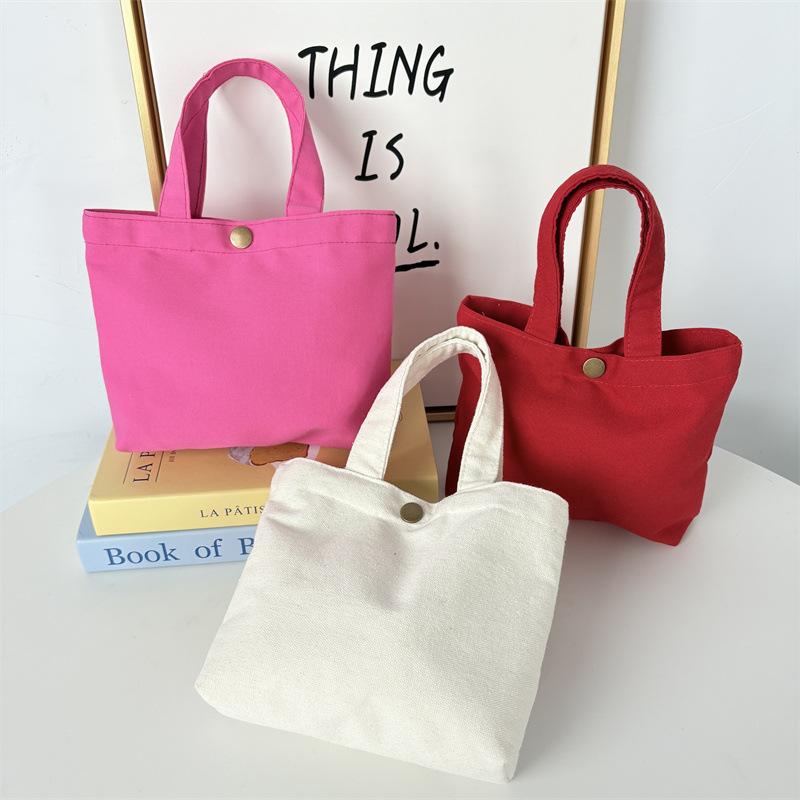 Einfache Lunchtasche in Unifarbe, tragbare kleine Stofftasche aus Segeltuch, tragbare Tasche aus Segeltuch, Tasche zur Aufbewahrung von Kleinkram