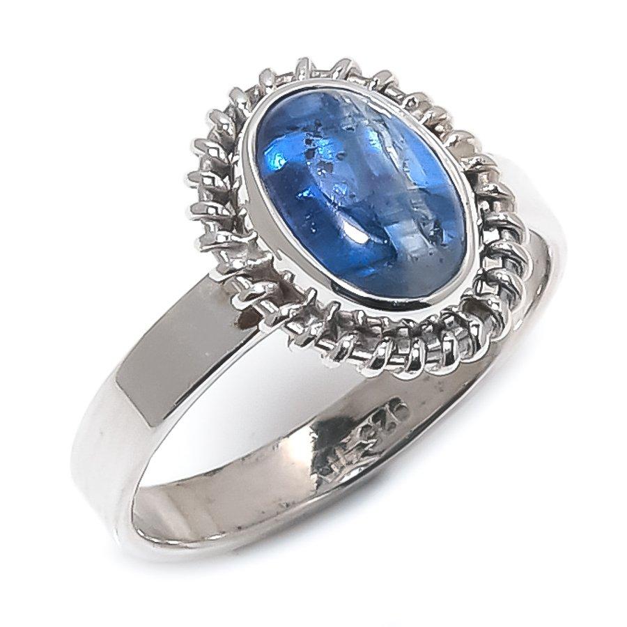 Natural Blue Kyanite Gemstone Handmade 925 Solid Silver Jewelry Ring Size 7 c4L23