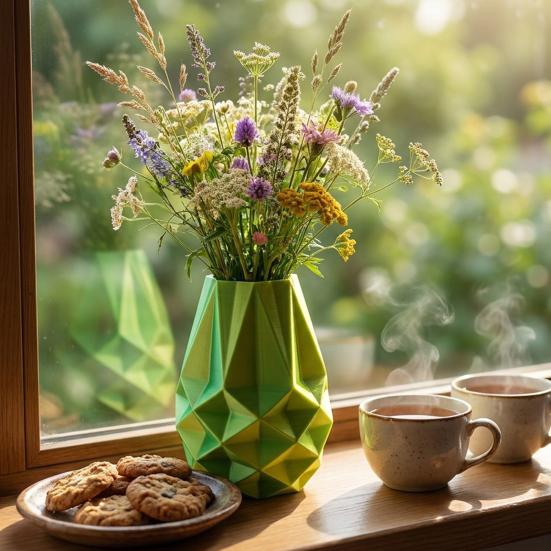 Vaso da Fiori Boho Stampato in 3D Forma Geometrica Vaso Decorativo Moderno Minimalista per Soggiorno Ingresso Tavolino Arredamento per la Casa