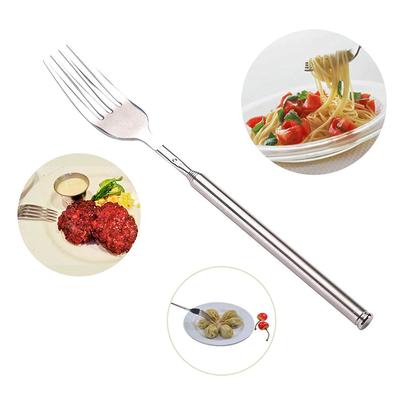 Zilver Roestvrijstalen Telescopische Uitschuifbare Vork Diner Fruit Dessert Lang Bestek Vorken Bbq Vleesvork Keuken Serviesgoed Tafelgerei