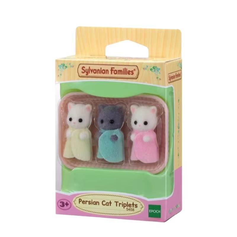 In Stock Sylvanian Families Triplet Series Anime Mini Baby Persian Cat Action Figure Doll Accompanying Parent-Child Toy Kid Gift