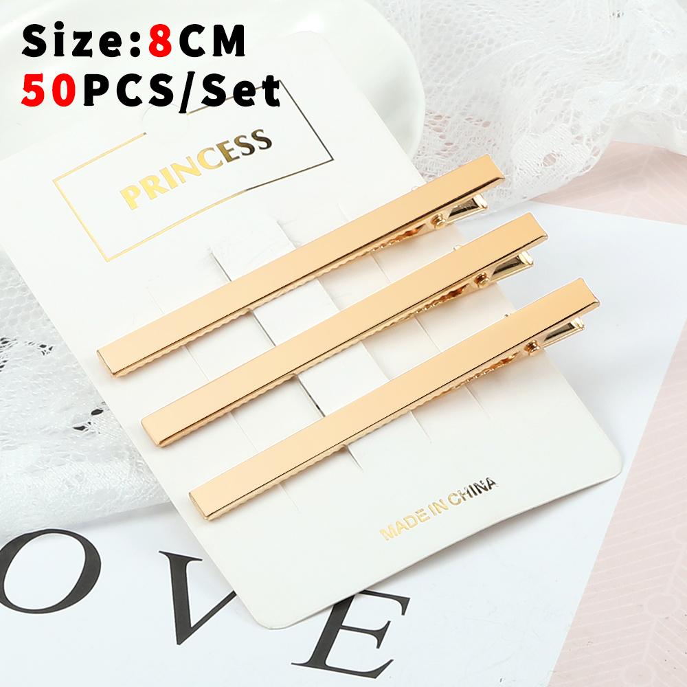 50PCS/Set 6/7/8cm Golden High Quality Hair Clips For DIY Jewelry Hair Styling Metal Tools Alligator Hairpin Headwear Accessories