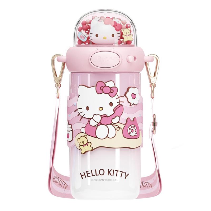 X&W Sanrio Straw Thermos Cup Cartoon Kuromi Drinking Water Bottle Stainless Steel Vacuum Flasks with 3D Creative Lid Kids Gifts